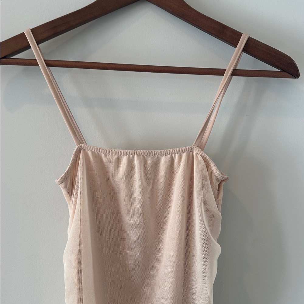 PrettyLittleThing Nude Strappy Mesh Ruched
Midaxi Dress size 2 - Picture 4 of 8